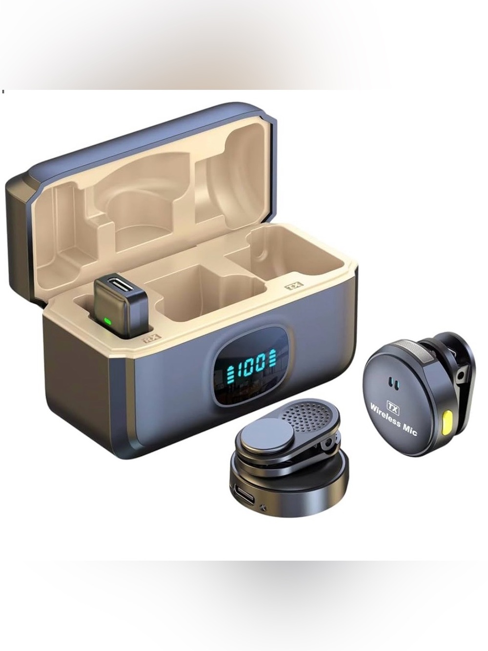 🆕-Wireless Microphone Lavalier Kit with Charging Case - Black